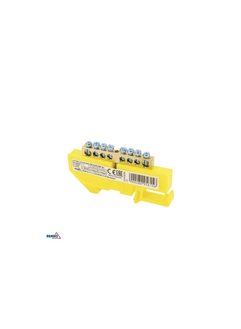 LISTWA ZACISKOWA NA SZYNĘ 8x12 8-TOROWA ŻÓŁTA