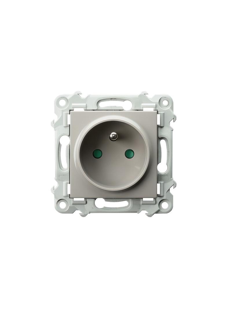 SZAFIR Gniazdo pojedyncze z uziemieniem z przesłonami torów prądowych - kolor kaszmirowy beż