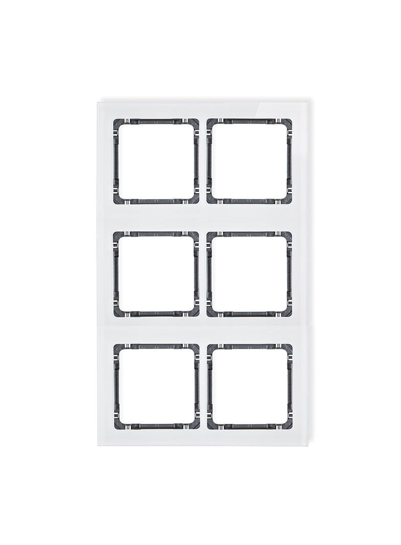 DECO Ramka modułowa 6 krotna (2 poziom, 3 pion) - efekt szkła (ramka biała; spód grafitowy)