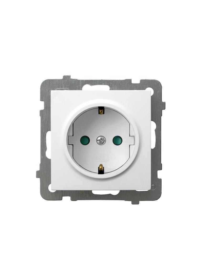 AS Gniazdo pojedyncze z uziemieniem schuko z przesłonami torów prądowych - kolor biały