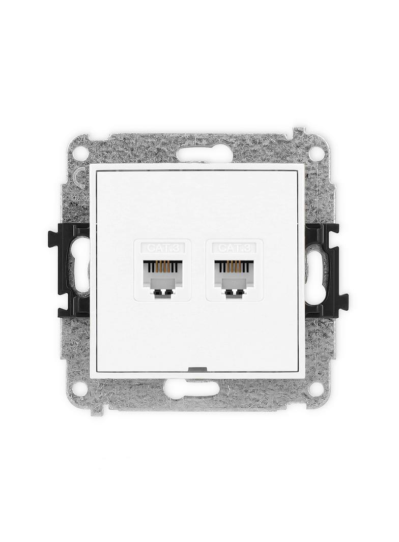 MINI Mechanizm gniazda telefonicznego podwójnego 2xRJ11, 4-stykowy, beznarzędziowe, bez pola opisowe
