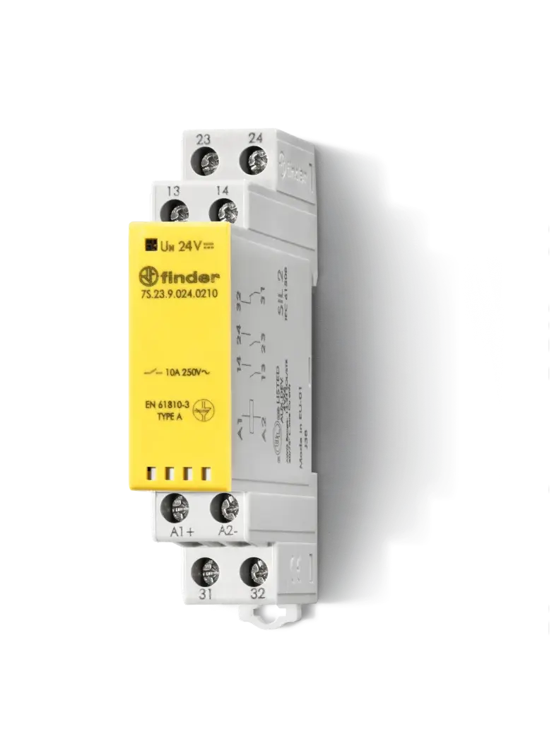 Przekaźnik z mechanicznie sprzężonymi zestykami 2 Z + 1 R; 10A; 12V DC; zacisk śrubowy