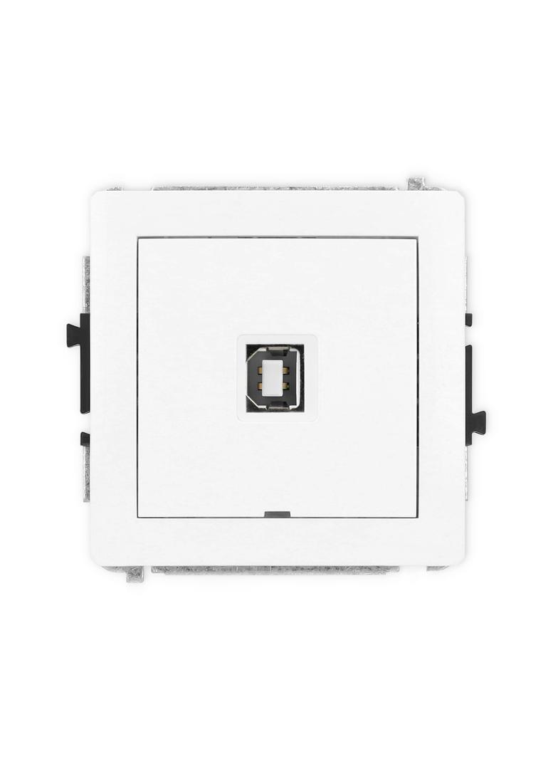 DECO Mechanizm gniazda pojedynczego USB A-B 2.0, bez pola opisowego biały