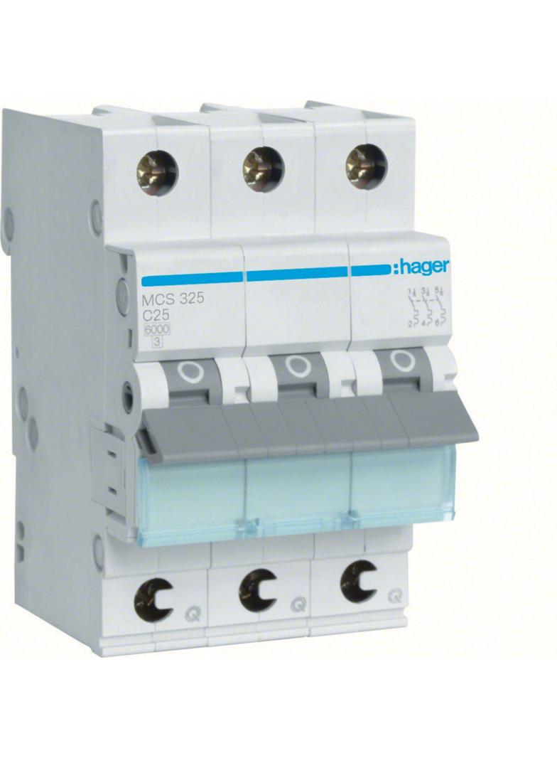MCB Wyłącznik nadprądowy 6kA 3P C 25A QuickConnect MCS325 HAGER