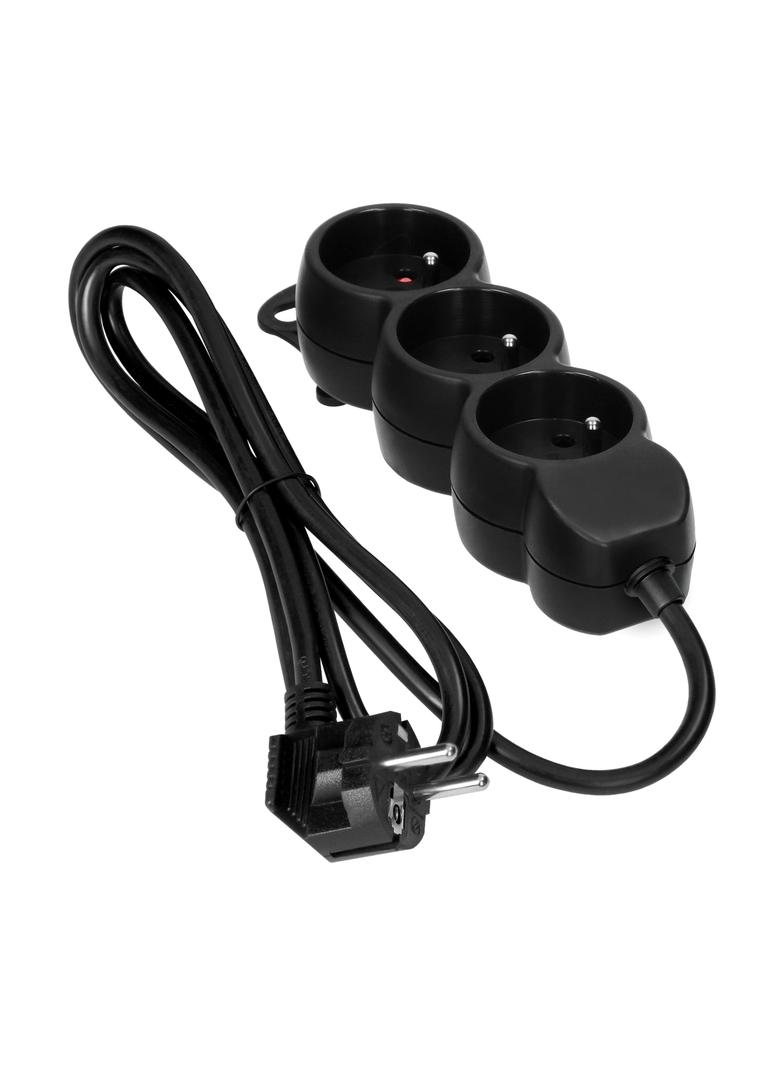 Przedłużacz 3x2P+Z,1,4m, 3x1mm2, czarny