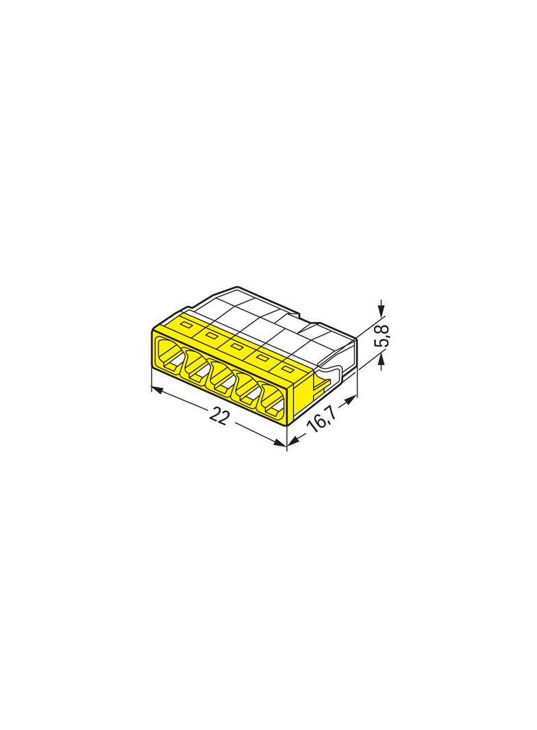 Szybkozłączka 5x 0,5‑2,5mm2 transparentna / żółta 2273‑205 /100szt./ WAGO