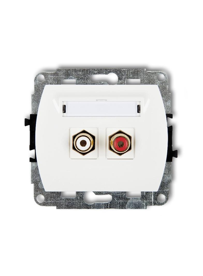 TREND Mechanizm gniazda podwójnego RCA (typu cinch - biały i czerwony, pozłacany) biały