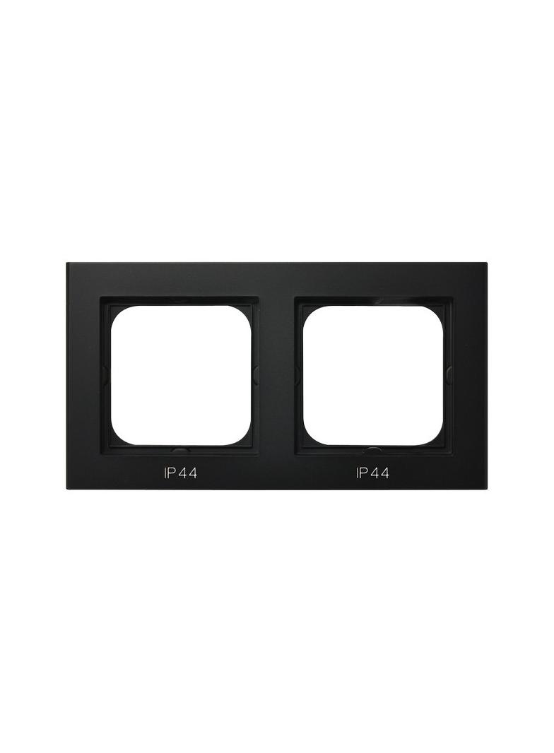 SONATA Ramka podwójna do łączników IP-44 - kolor czarny metalik