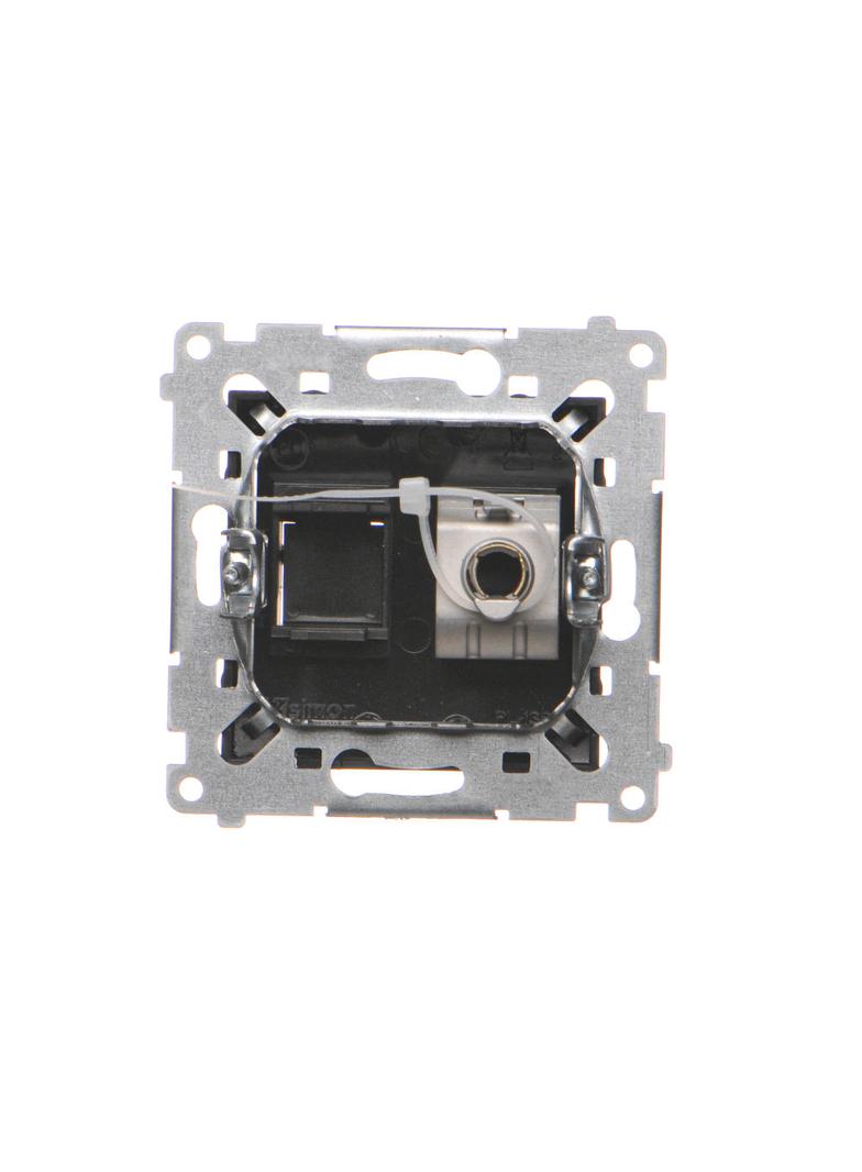 Simon 54 Gniazdo komputerowe pojedyncze RJ45 kategoria 6 ekranowane z przesłoną przeciwkurzową czarn