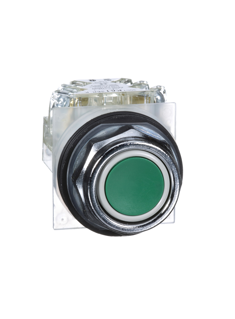 Harmony 9001K Przycisk kryty O30 zielony 2 pozycyjny samopowrotny 1 NC+1NO metalowy ośmiokątny