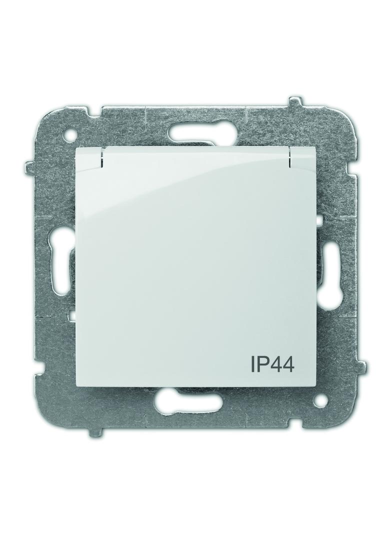 CARLA gniazdo 2P+Z IP44 z przesłonami torów prądowych białe