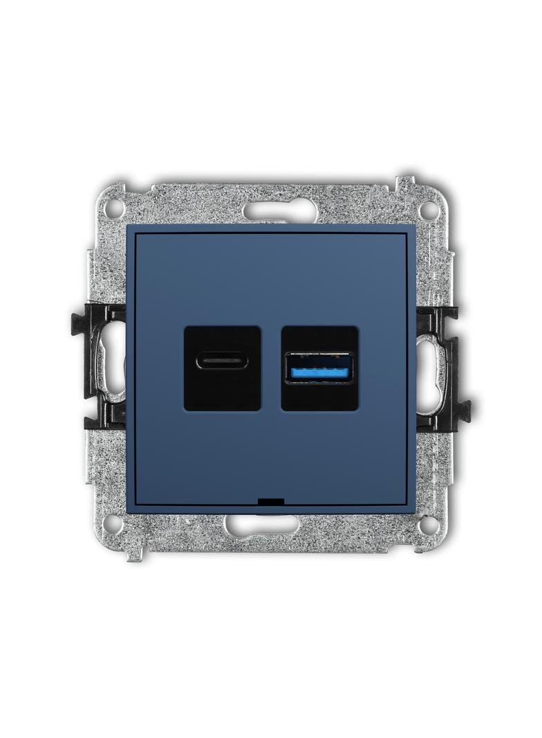 ICON Mechanizm ładowarki USB podwójnej USB C + USB A, 20W max., bez pola opisowego navy blue