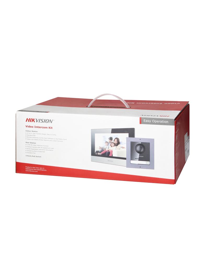 HIKVISION Zestaw wideodomofonowy PoE, monitor 7'', dotykowy, Wi-Fi + App na telefon, stacja zew. z k