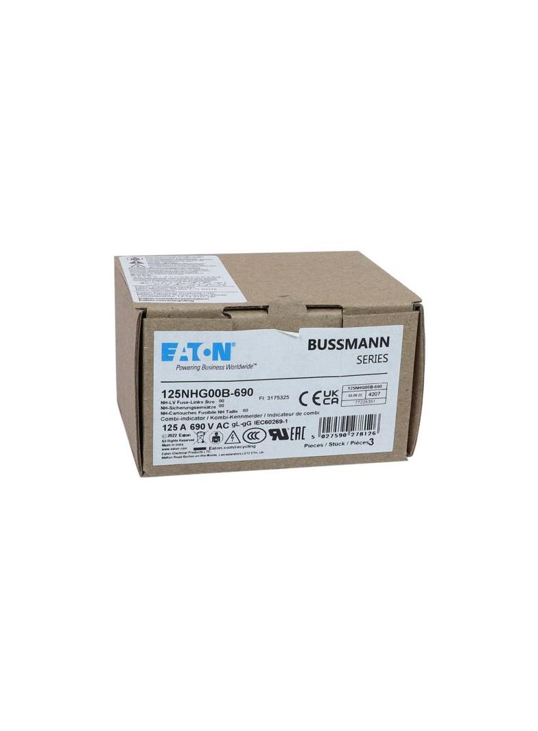 NH FUSE 125AMP 690V gG SIZE 00 Wkładka NH00 125A 690V GL/GG podwójny wskaźnik 125NHG00B-690 EATON