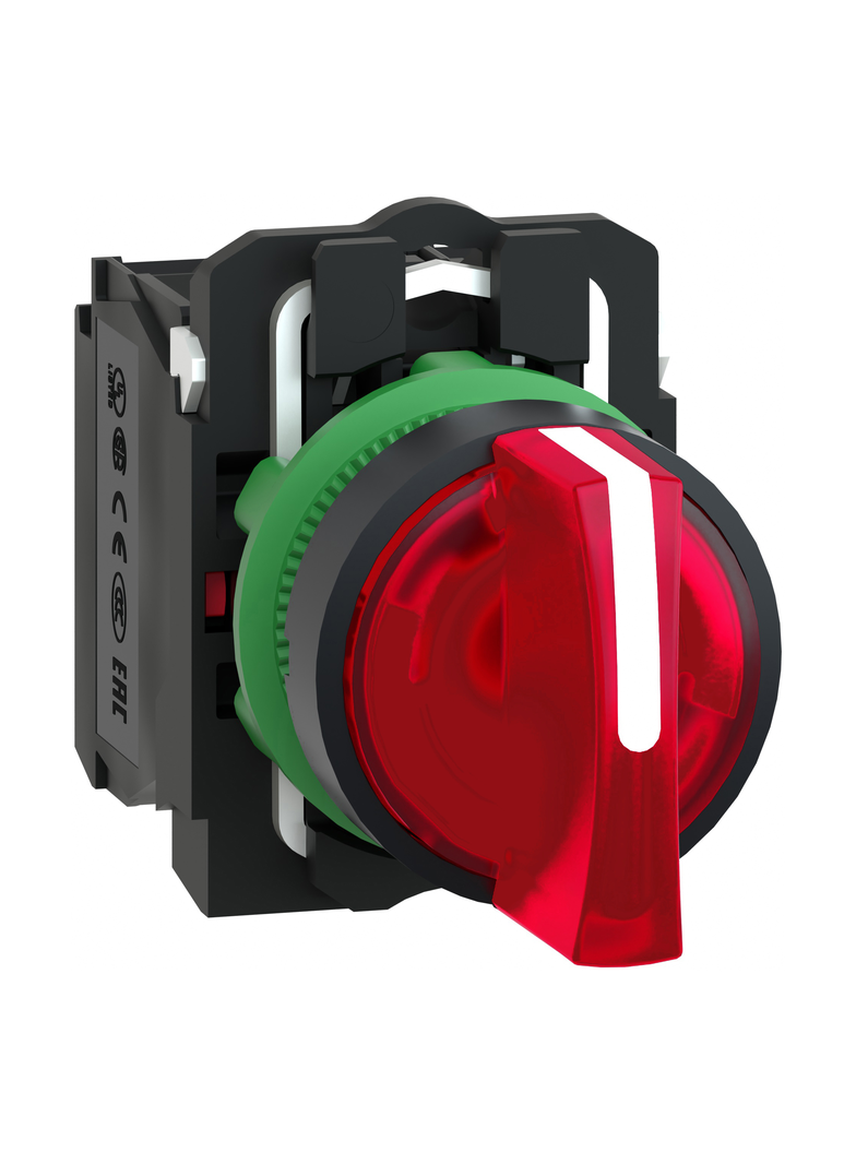 Harmony XB5 Przełącznik 3 położeniowy czerwony LED 230/240V piórko krótkie plastikowy stabilny XB5AK134M5 Schneider