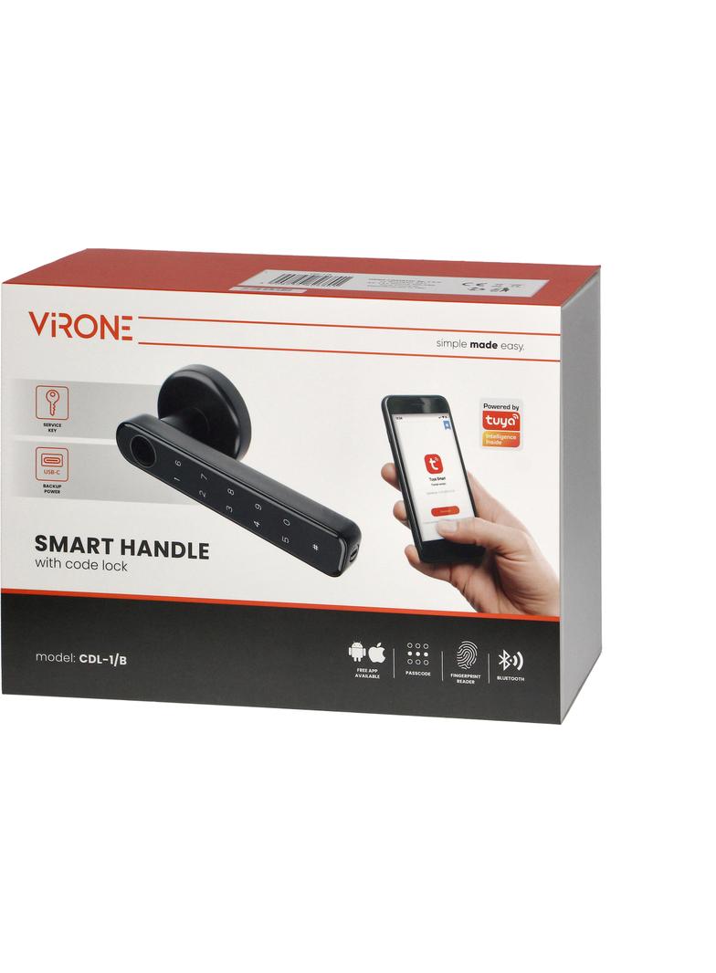 Klamka szyfrowa z klawiaturą dotykową i funkcją smart - czytnik linii papilarnych, Bluetooth 4.0, Tu CDL-1/B ORNO