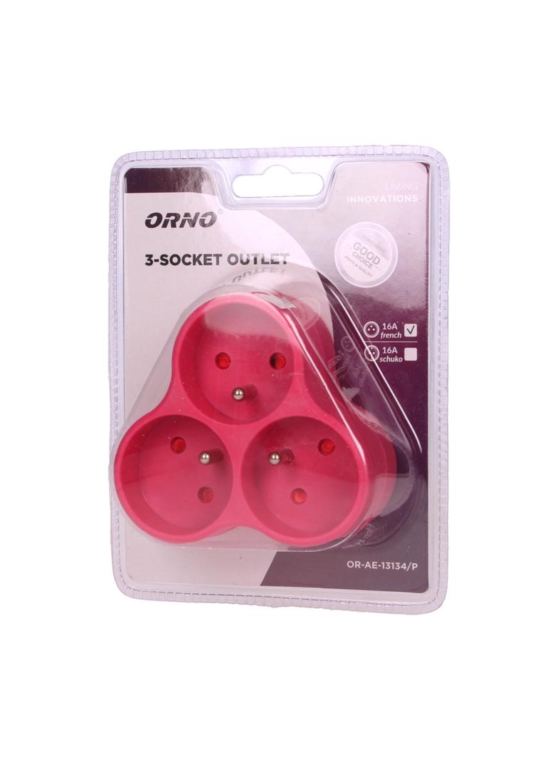 Rozgałęźnik 3x2P+Z różowy OR-AE-13134/P ORNO