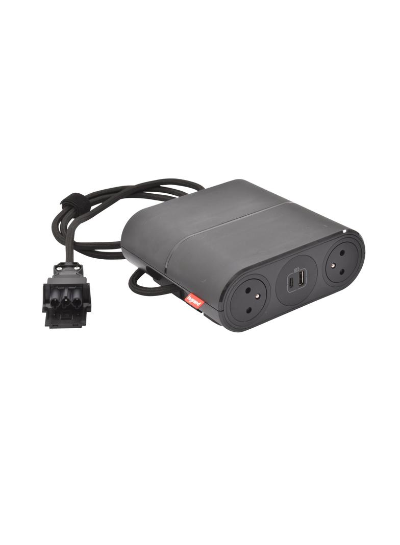 INCARA: LINK'ON - MODUŁ ROZSZERZENIA 4X2P+Z / 2XUSB A+C - 1,5 M WIELAND-CZARNY, Legrand