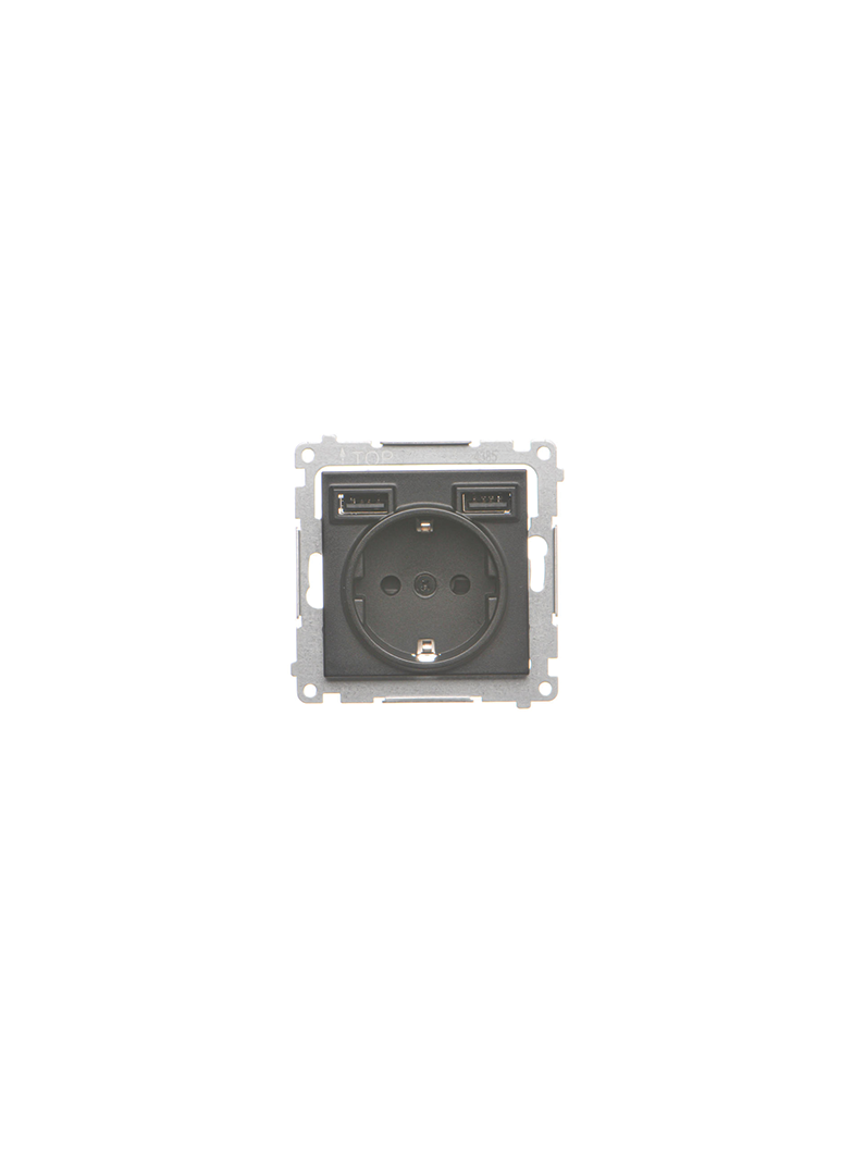 Simon 55 Gniazdo schuko ze zintegrowaną ładowarką 2xUSBA Czarny mat TGSZ1ZUSB2AA.01/149 KONTAKT