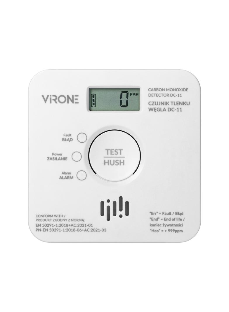 Bateryjny czujnik tlenku węgla (czadu), 2xAA, żywotność sensora 10 lat