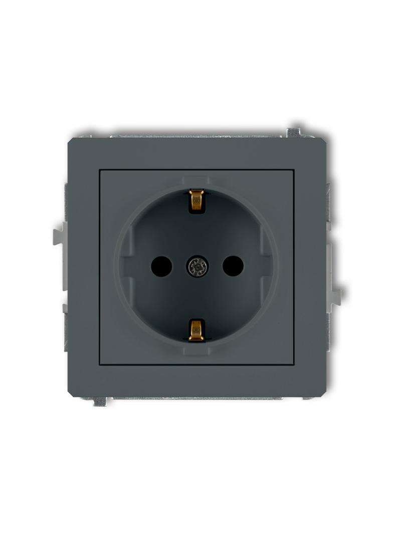 DECO Mechanizm gniazda pojedynczego z uziemieniem SCHUKO 2P+Z (przesłony torów prądowych) grafitowy