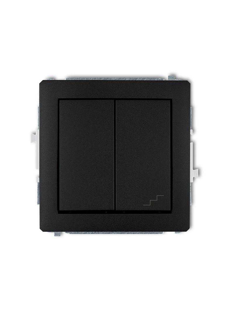 DECO Mechanizm łącznika jednobiegunowego ze schodowym (wspólne zasilanie) czarny mat