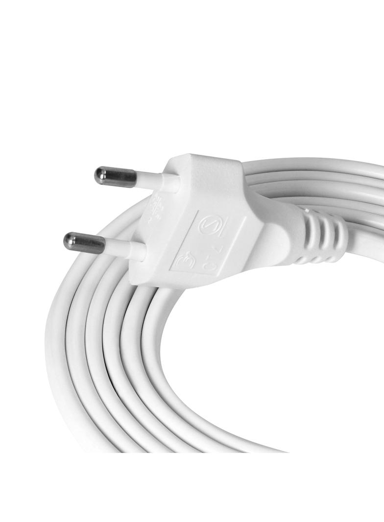 Przewód przyłączeniowy wtyczka EURO 2P 2x0,75mm2 IP20 1,9m biały ORNO