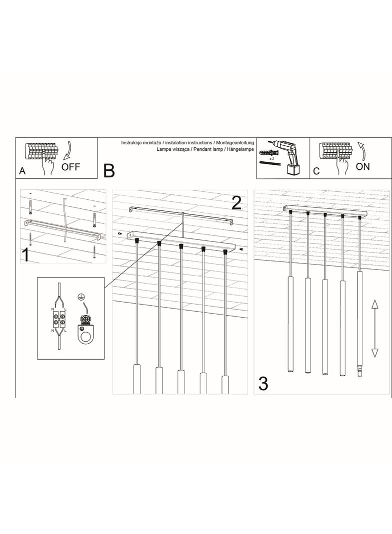 Sollux Lampa wisząca PASTELO 5 czarna SL.0472