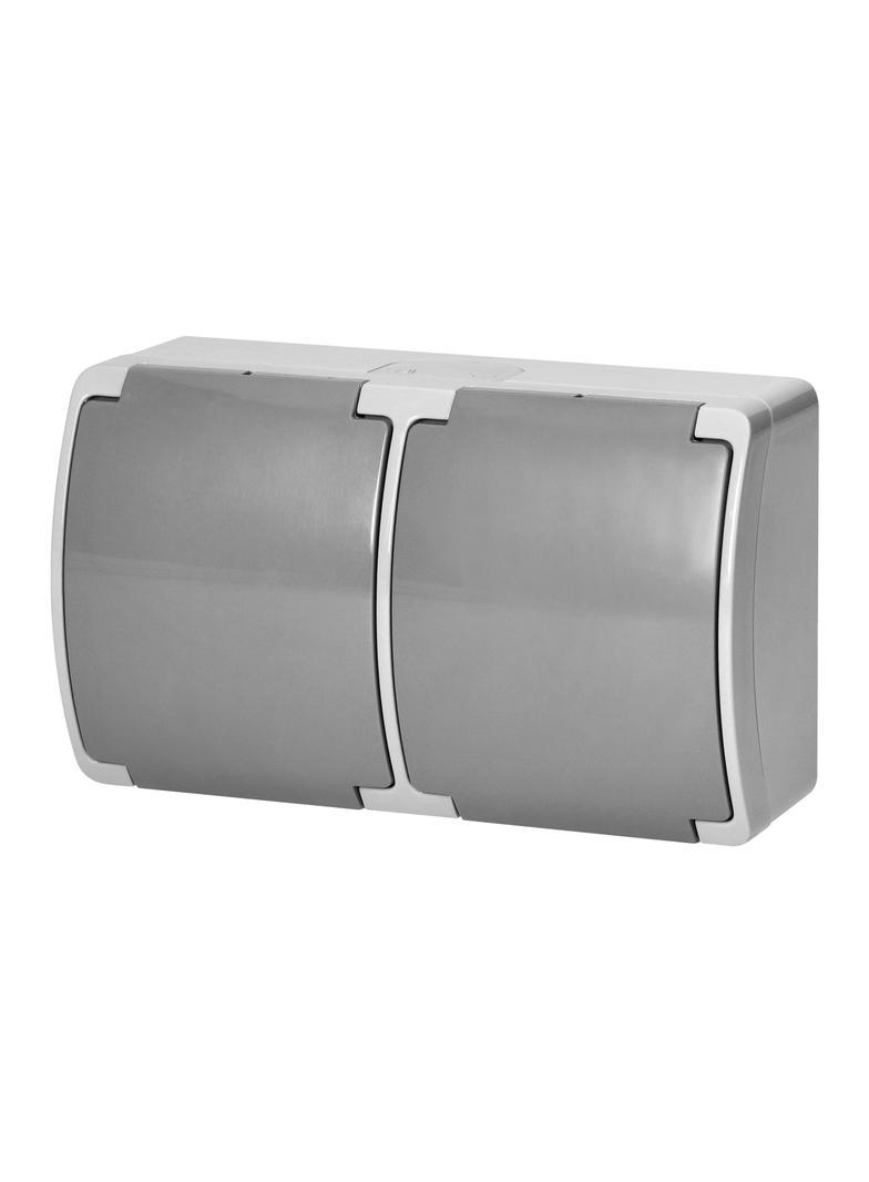 Gniazdo podwójne 2x2P+Z AQUATIC IP44 szary-grafit OR-OE-7106/GR ORNO