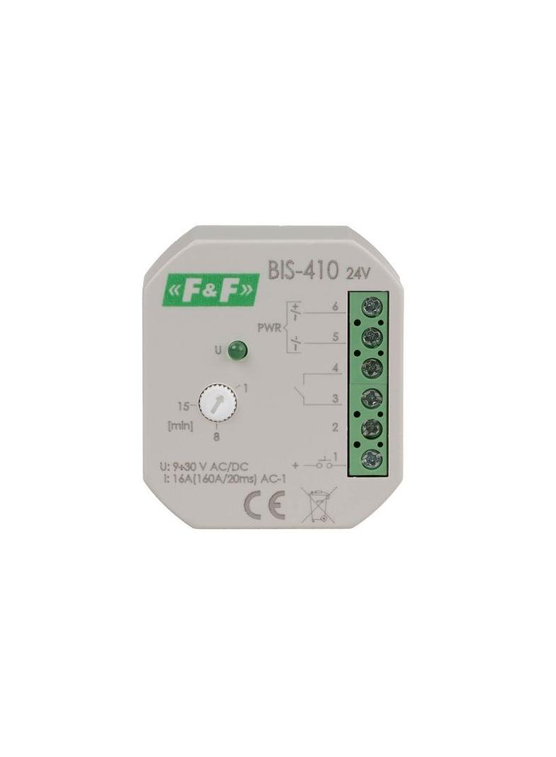 Przekaźnik bistabilny 24V podtynkowy z wyłącznikiem czasowym do podświetlanych przycisków BIS-410-24V F&F