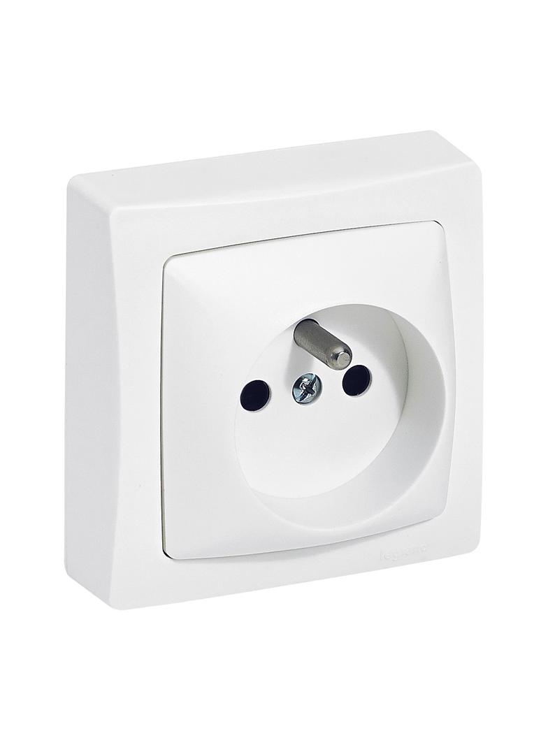Oteo Gniazdo Pojedyncze 2P+Z Z Przesłoną Styków Białe Komplet 16A-250V 086027 LEGRAND