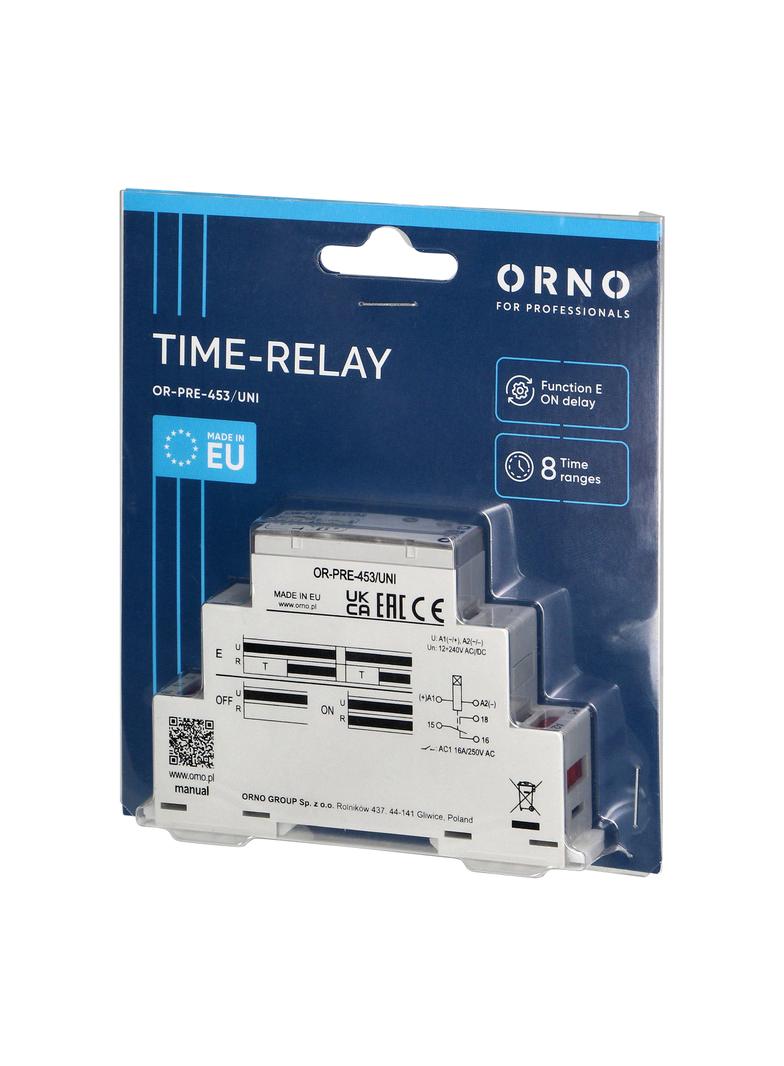 Przekaźnik czasowy- opóźnione załaczenie uniwersalne zasilanie OR-PRE-453/UNI ORNO