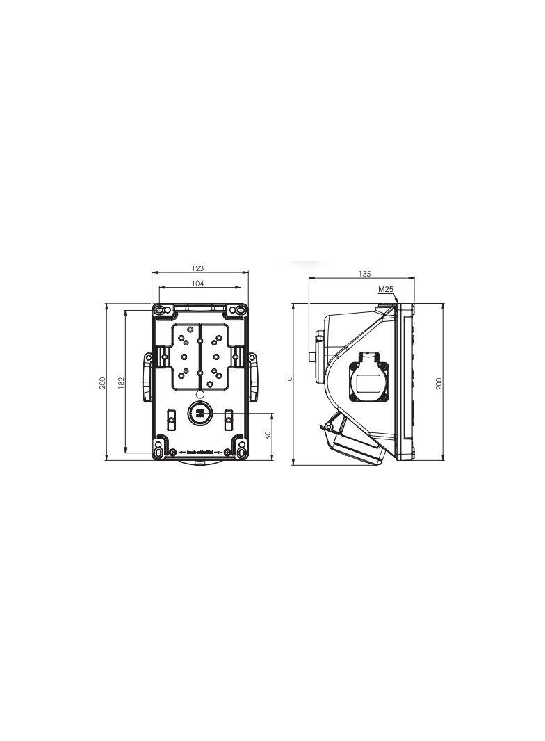 GNIAZDO Z WYŁĄCZNIKIEM COMBO-POL 32A 400V 3P+Z+N, gniazda 2x230V, wył. L-O-P 960625421W PCE