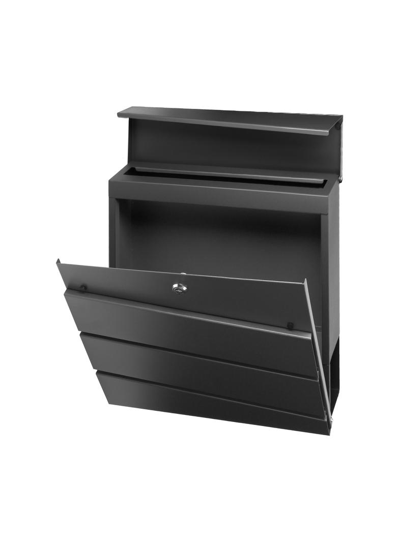 Skrzynka na listy BORNEO z galwanizowanej stali z gazetnikiem kolor czarny MB-1/B ORNO