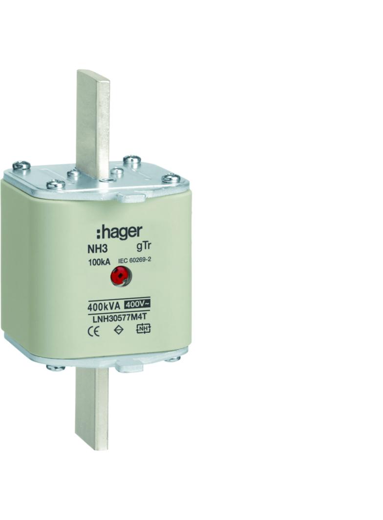Wkładka bezp. nożowa NH3 wsk.podw. uchwyt nieiz. gTr 577A 400VAC LNH30577M4T HAGER