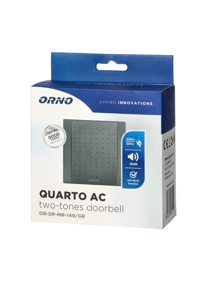 Dzwonek elektromechaniczny dwutonowy QUARTO AC 230V grafit OR-DP-MR-149/GR ORNO