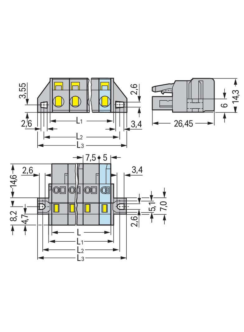wtyk sprężynowy rast. 7,5mm 2-torowy