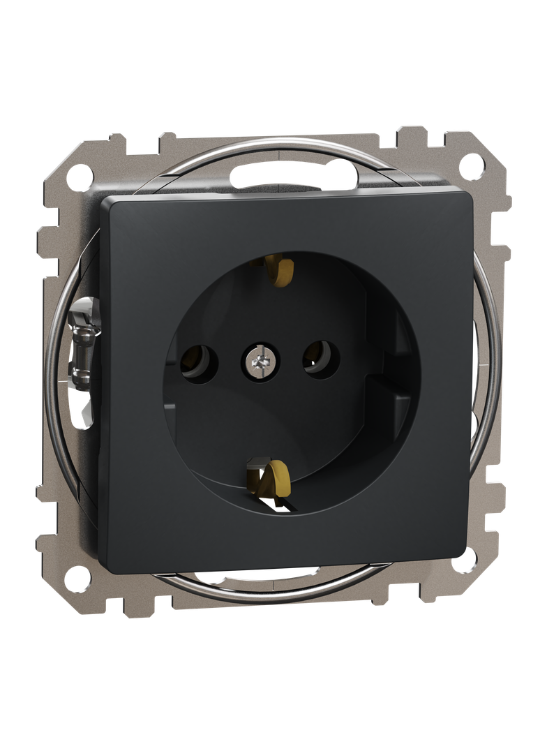 Sedna Design & Elements, gniazdo schuko, czarny antracyt