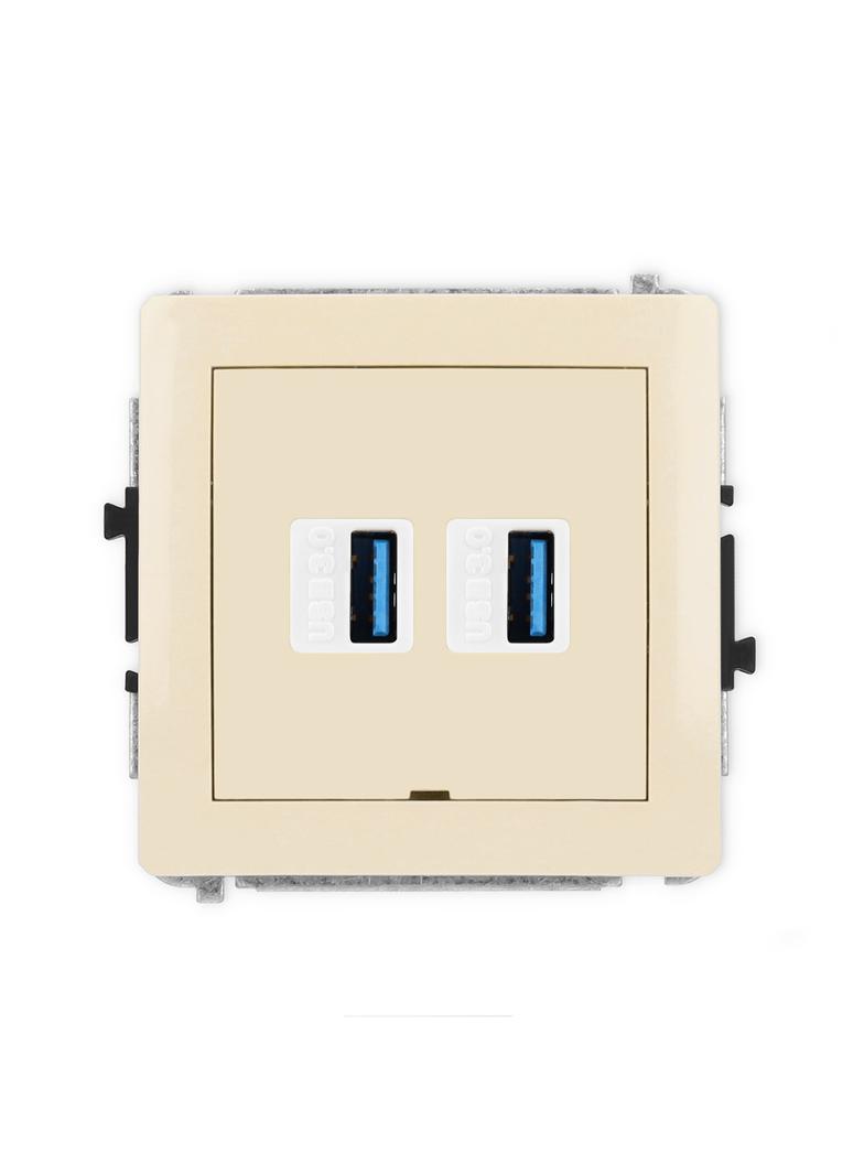 DECO Mechanizm gniazda podwójnego 2xUSB A-A 3.0, bez pola opisowego beżowy