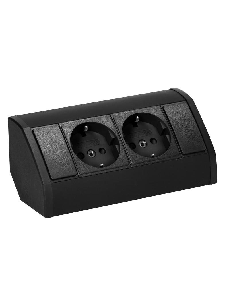 Gniazdo meblowe 2x2P+Z (Schuko), czarne