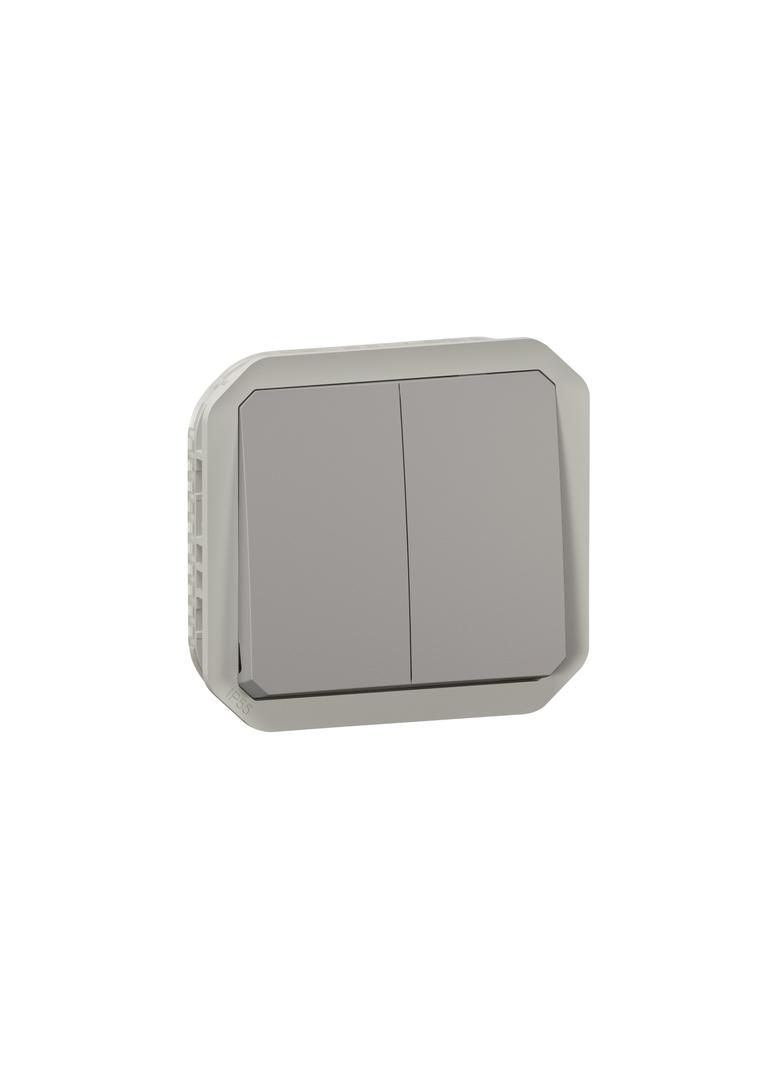 NOWE PLEXO - ŁĄCZ. PODWÓJNY/PRZY. PODWÓJNY MECHANIZM 10AX - 250 V SZARY 069525L LEGRAND