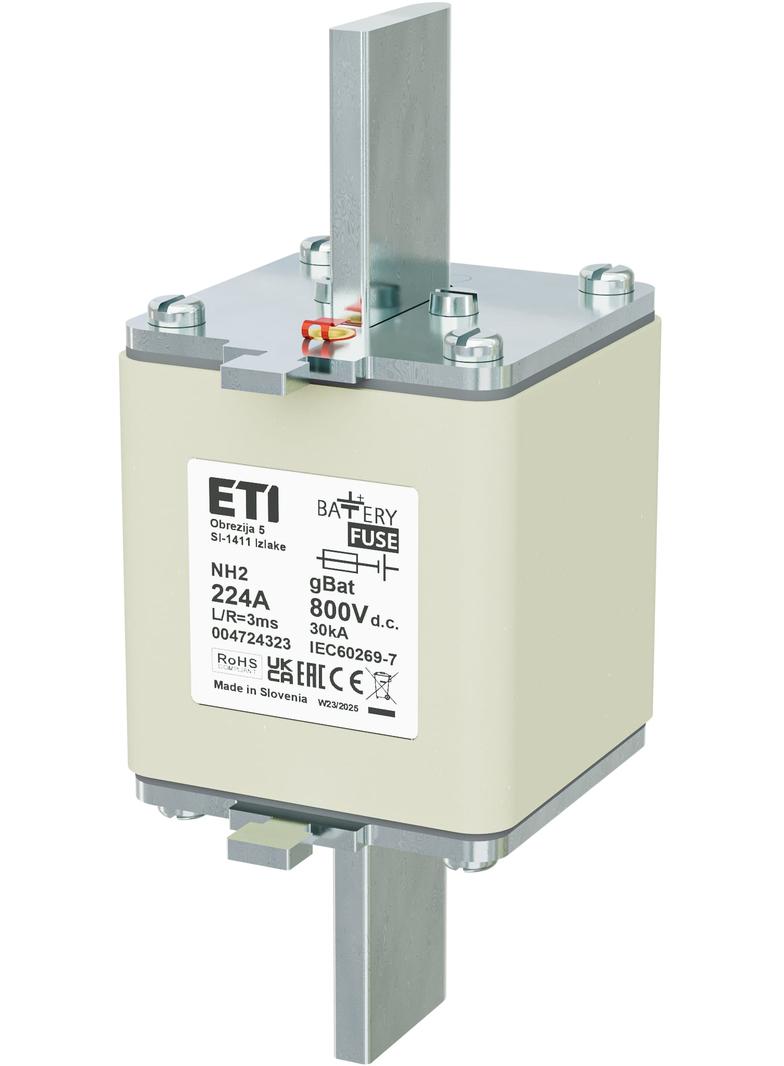 Wkładka topikowa NH do ochrony akumulatorów, magazynów energii DC NH2 gBat 224A 800V DC 004724323 ETI