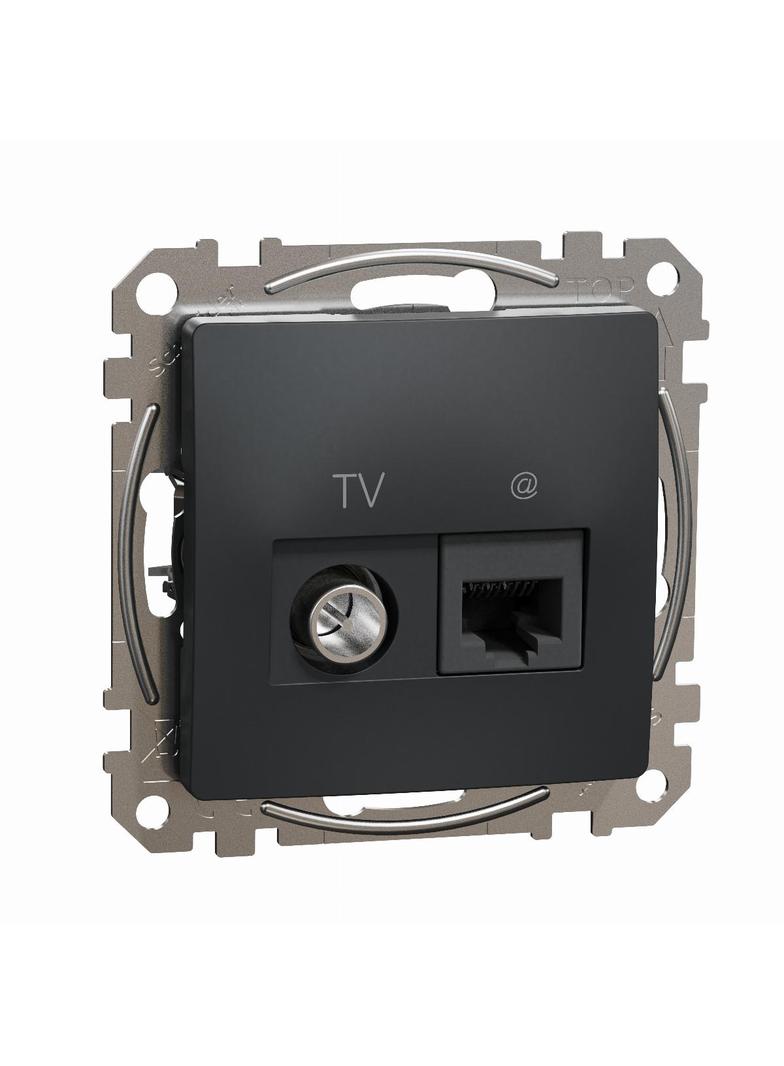 Sedna Design & Elements Gniazdo komputerowe-antenowe TV+RJ45 kat. 6 UTP czarny antracyt SDD114469T S