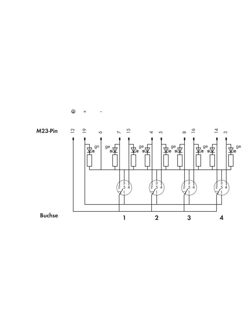moduł przyłączeniowy 4-torowy/5-biegunowy ze złączem M23