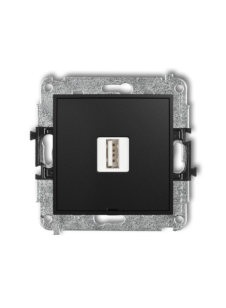MINI Ładowarka USB pojedyncza USB A, 5W max., 5V, 1A, bez pola opisowego czarny mat 12MCUSBBO-1 KARLIK