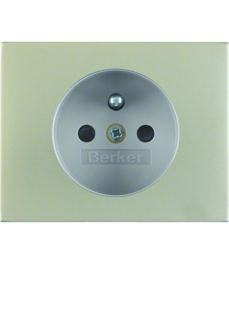 BERKER K.5 Płytka czołowa z przysłonami styków do gniazda z uziemieniem stal szlachetna nierdzewna 3