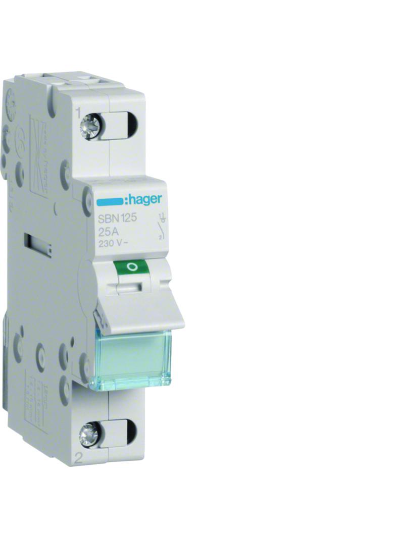 Modułowy rozłącznik izolacyjny 1P 25A 230VAC SBN125 HAGER