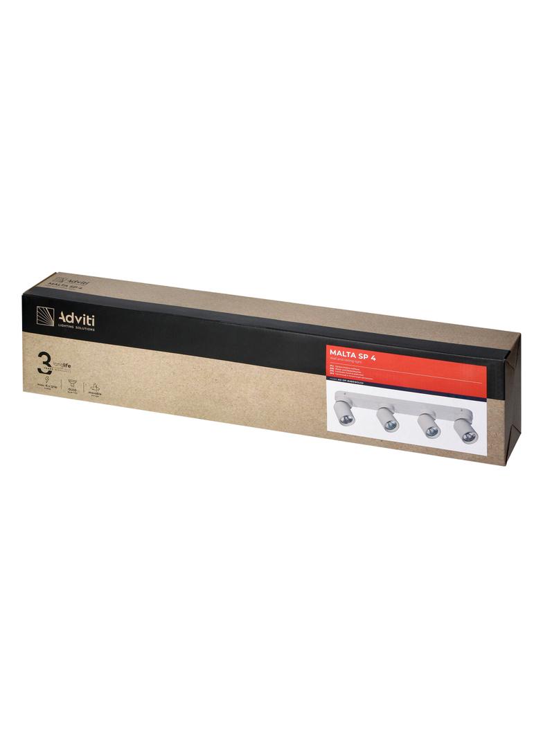 MALTA SP 4, oprawa ścienno-sufitowa, GU10 max. 4x12W, IP20, biała AD-OP-6485WGU10 ORNO