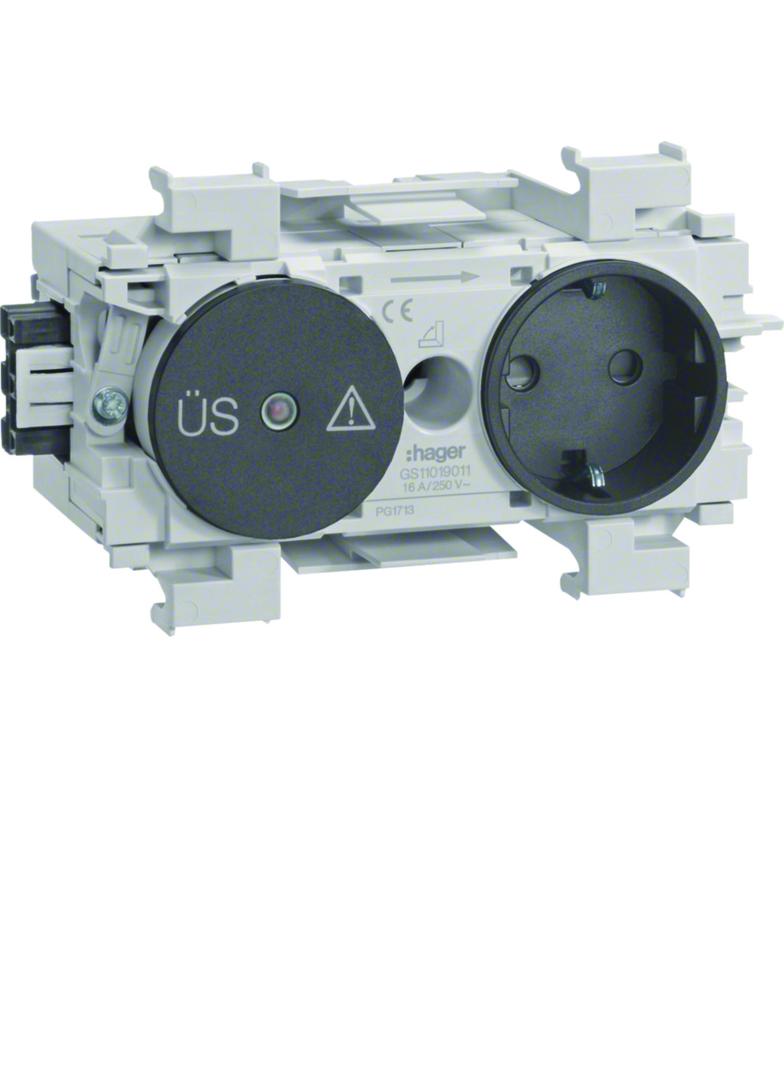 tehalit.WA Gniazdo SCHUKO z ogranicz. przeciwprzep. WAGO montaż kraw. antracyt GS12019011 HAGER