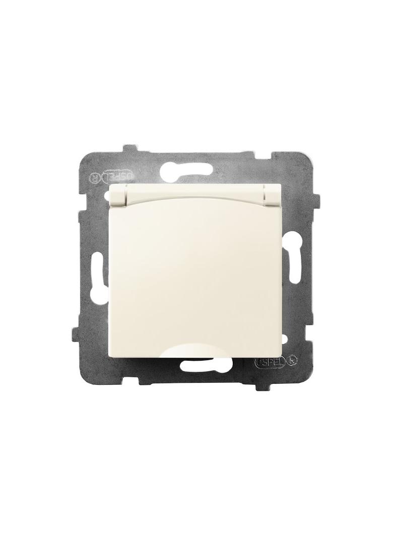 ARIA Gniazdo bryzgoszczelne z uziemieniem IP-44 wieczko w kolorze wyrobu - kolor ecru